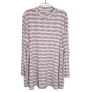 Lane Bryant Women Plus 22/24 White Space Dye Ribbed Mock Neck Swing Tunic Top